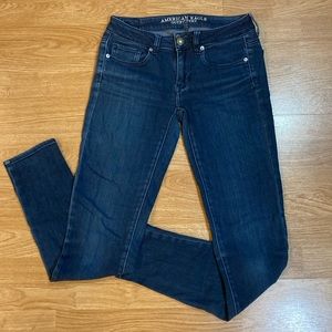 American Eagle skinny jeans Womens size 2 long indigo dark wash medium low rise